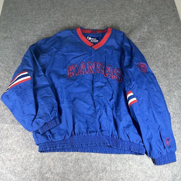 Vintage Pro Layer Winderbreaker 2XL Pullover V-Neck Kansas University Jayhawks - Picture 1 of 10